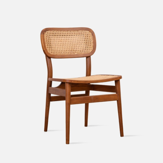 oak and rattan dining chairs