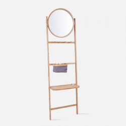 Wall Rack Bamboo with Round Mirror [SALE]